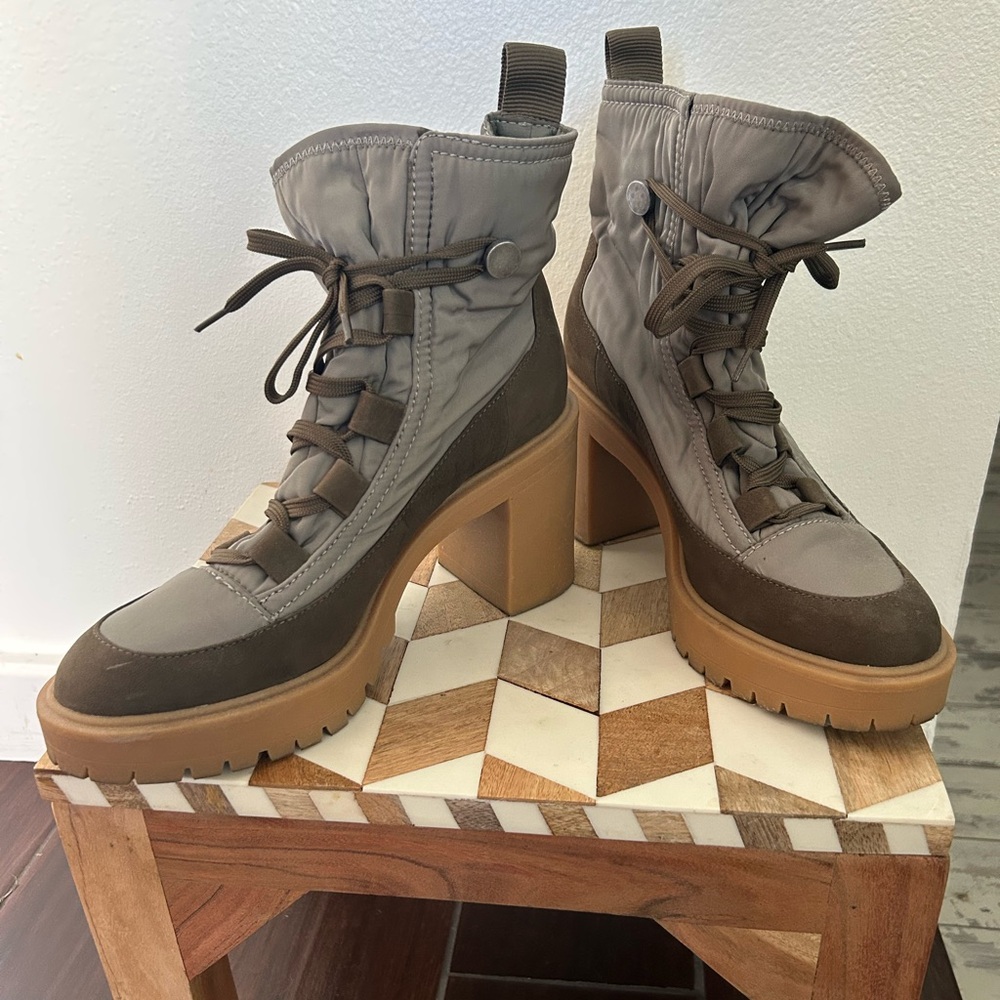 Dolce Vita Gray and Brown Heeled Boots